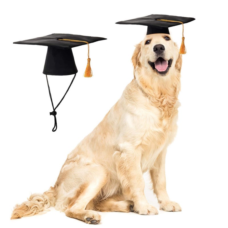 LKEX Pet Graduation Caps Small Dog Graduation Hats with Yellow Tassel Costume for Dogs Cats Holiday Costume Accessory - Image 1